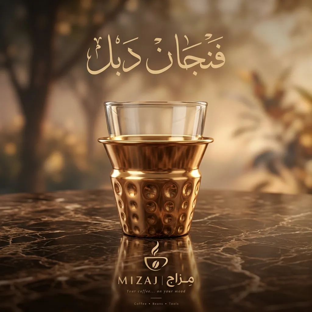 فنجان نحاس وزجاج دبل